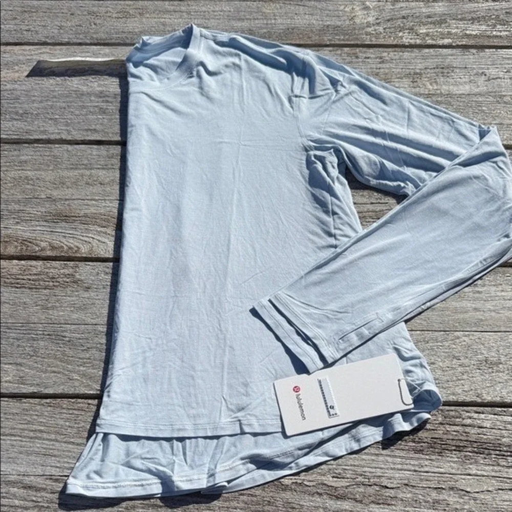 Lululemon Modal Relaxed-Fit Lounge‎ Long-Sleeve Shirt size 10 starch blue nwt